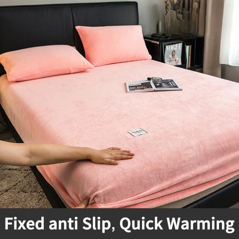 2025 Velvet Thermal Mattress Cover, Plush Fabric Sheets For Winter, Bed Cover, Bed Sheets Set For Single Double King Queen Bed 160x200