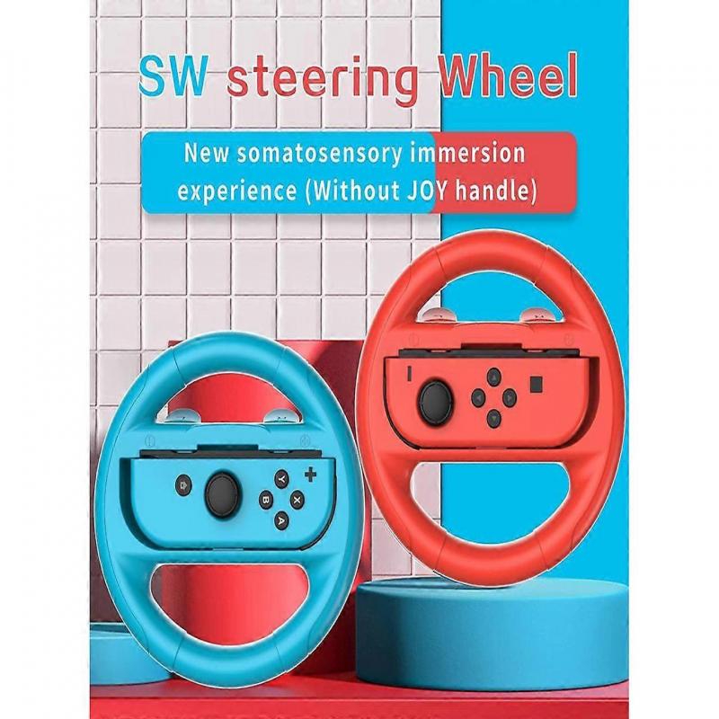 2 PCS Grips for Joy Con and 2 PCS Steering Wheel Compatible with Nintendo Switch Wheel, Family Sports Party Pack Accessories Compatible with Switch / 