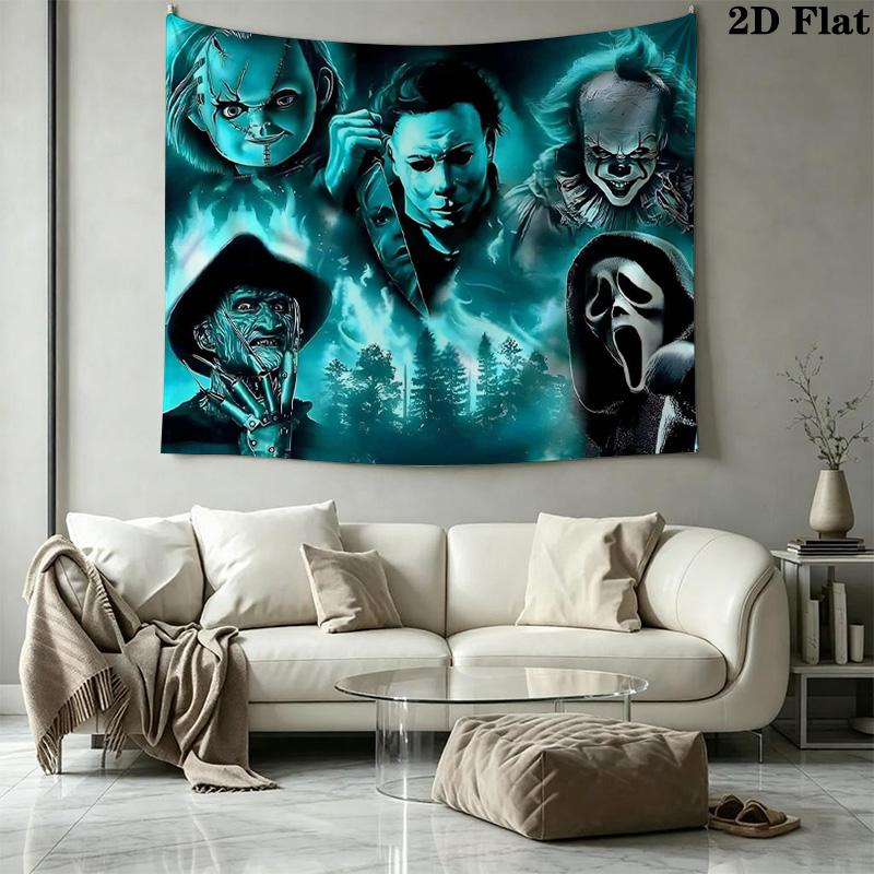 Horror Halloween Wall Tapestry Aesthetic Wall Hanging Printed Fabric Blanket Decorative Tapestries for Bedroom Living Room Home Decor
