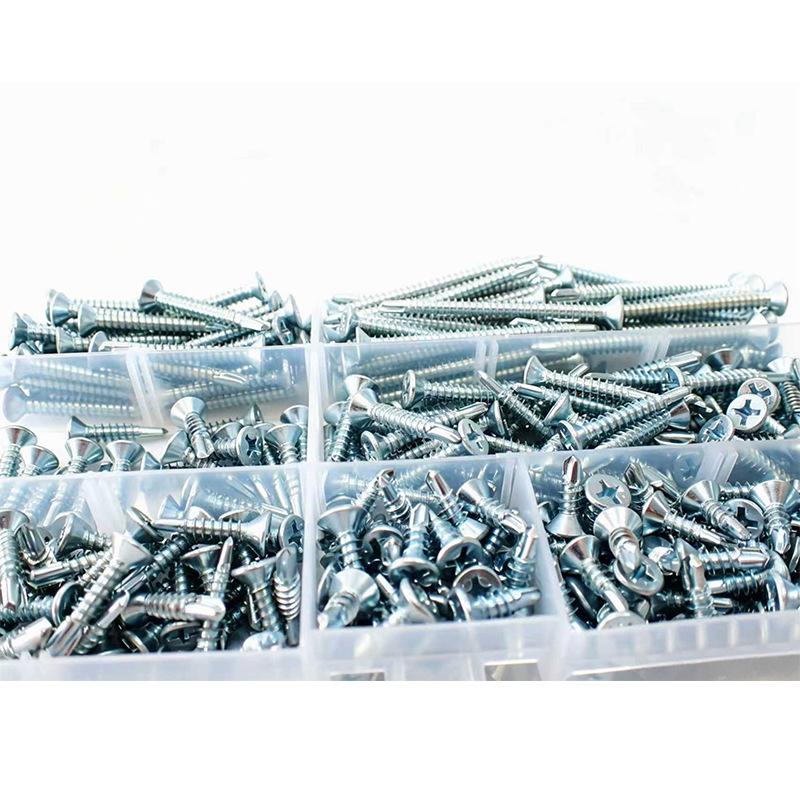 Blue & White M4.2 Zinc Countersunk Phillips Self-Drilling Screws for Home Improvement & Engineering - Box Set