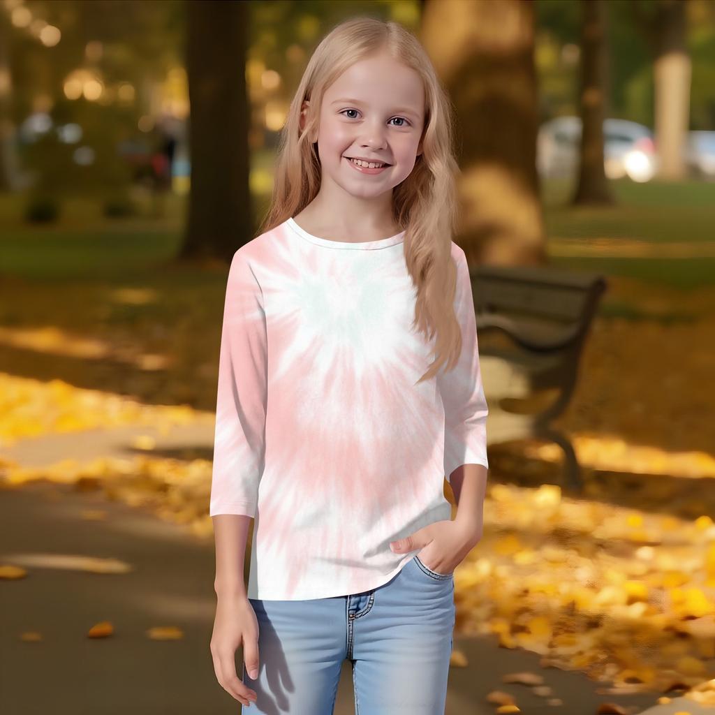 Children's 3/4 Sleeves Printed O-neck Top Everyday Casual T-shirt