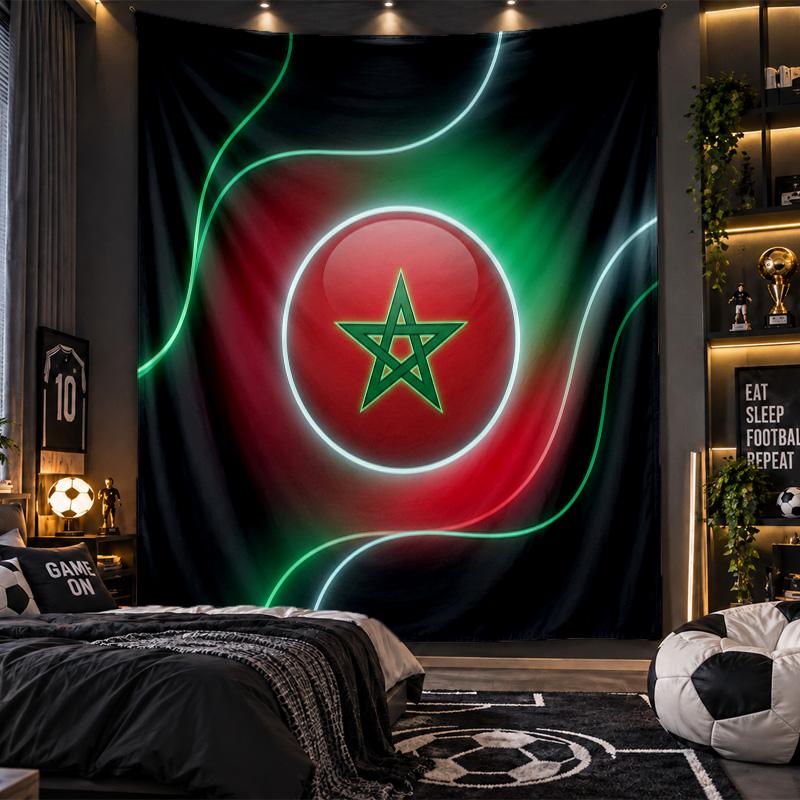 Wall Hanging Tapestry Morocco Football Print Cloth for Living Room Bedroom Home Decor