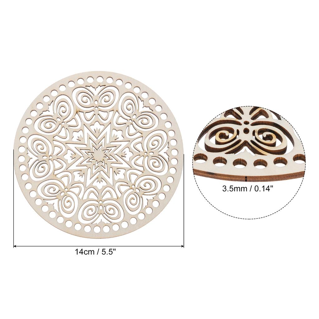 Crochet Basket Base Round Wooden Crochet Bag Bottom Unfinished Wood for DIY Craft Basket Crochet Bags Weaving Knitting Base 5.5"