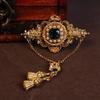 Court Style Brooch, Exquisite Rhinestone Gemstone Setting, Chain Fringed Suit Coat Accessories