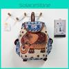 Ethnic Style Embroidered Elephant Canvas Backpack With Drawstring Closure For Casual Travel And Daily Use