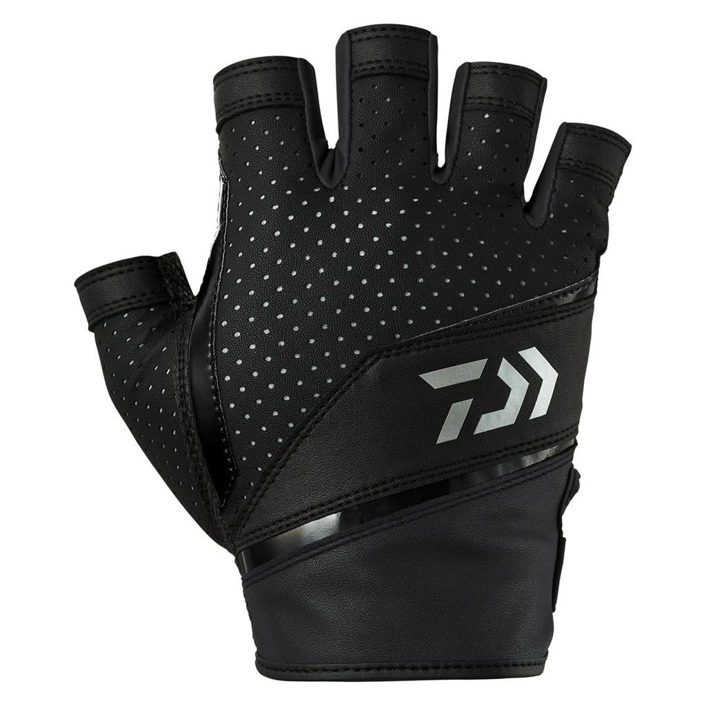 Daiwa Faux Leather Size L Gloves, 5-Piece Cut, 25DG-2325, Black,