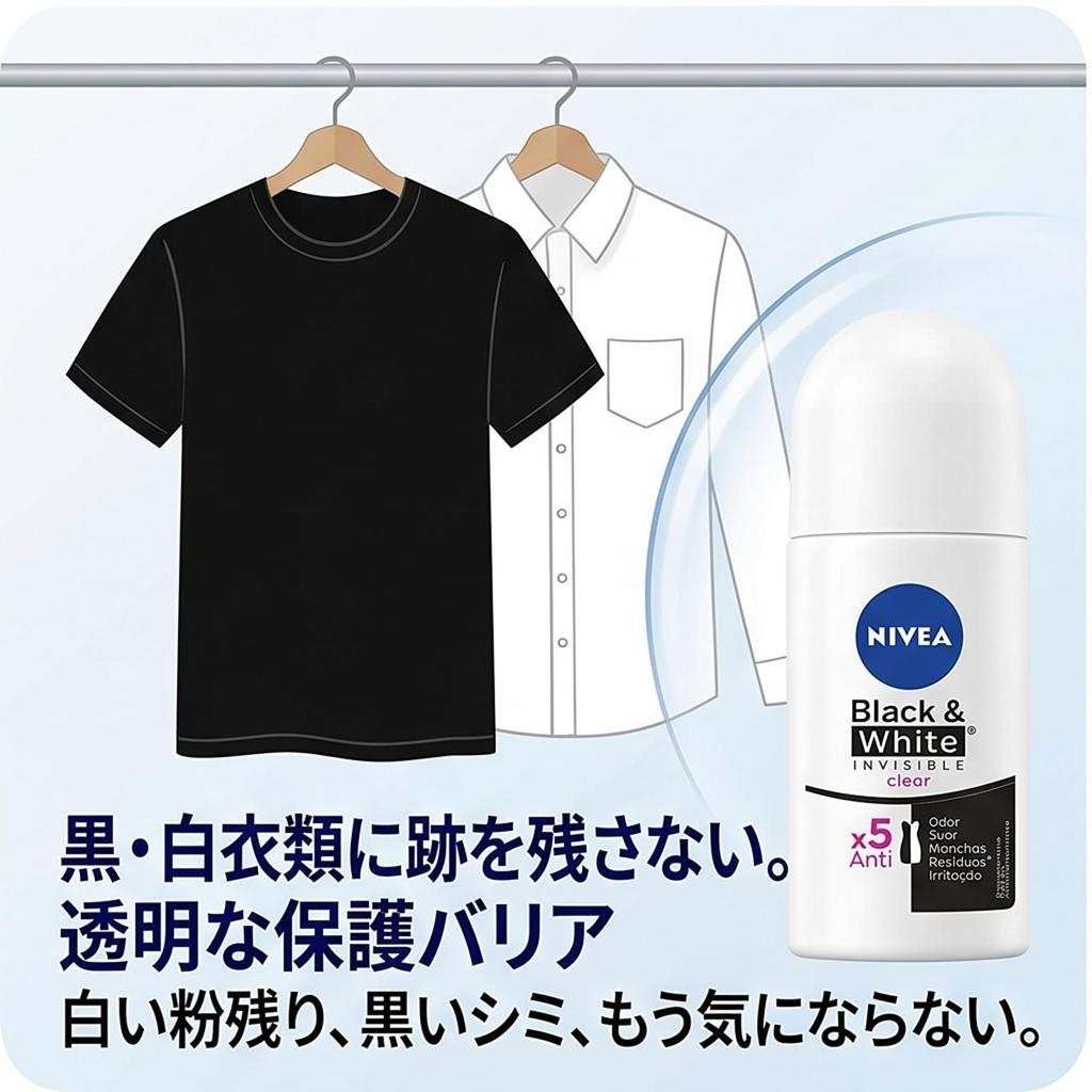 Nivea Antiperspirant Deodorant Black White Invisible Clear 50ml from Women's Roll-On & [Shipped overseas]