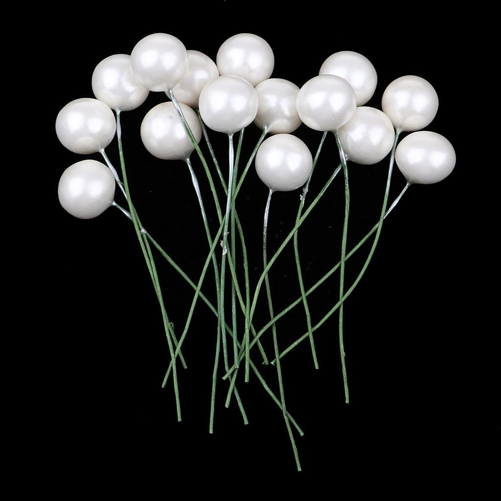 

50 Artificial on Berries for Festival Holiday And Home Decor Wedding Bouquets DIY Materials (White / білий