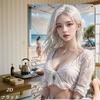 D Flat Retro Iron Sign Wall Art X In Silver Haired Girl Beach Portrait Metal Decor for Home Room