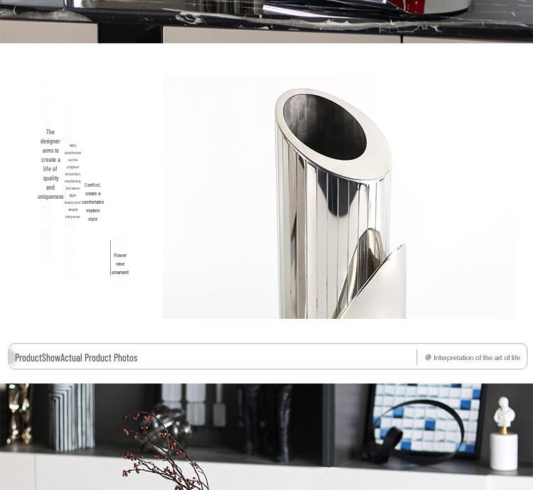 Artistic Metal Flower Vase, Mismatched Design, Large Opening, Beveled Edge - Ideal for Living, Dining, or Office Décor