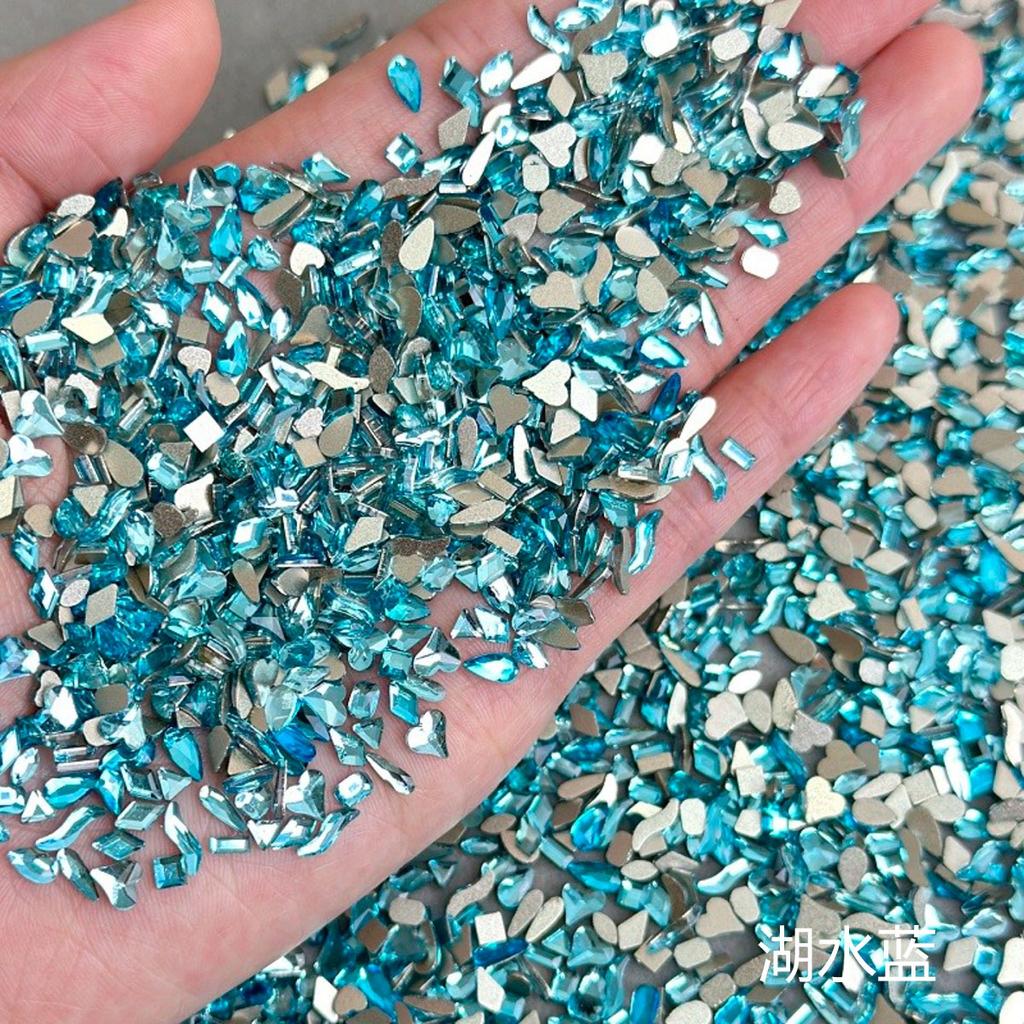 Yiwu Nail Art Diamond Mixed Mini Small Nail Art Flat Bottom Special-Shaped Diamond Mixed K9 Champagne Nail Art Jewelry