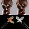 4 Pcs Bridal Butterfly Pearl Hair Fork Jewelry Golden Silver Red White Wedding Dress Costume Headdress U-shaped Accessories