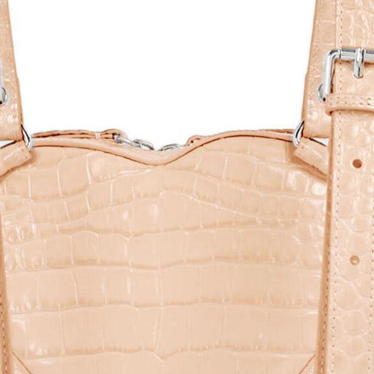 Vivienne Westwood Ella Saturn Logo Detachable Chain Strap Crocodile Pattern Mini Backpack Women backpack Cream-Pink 43030072UL0039C402