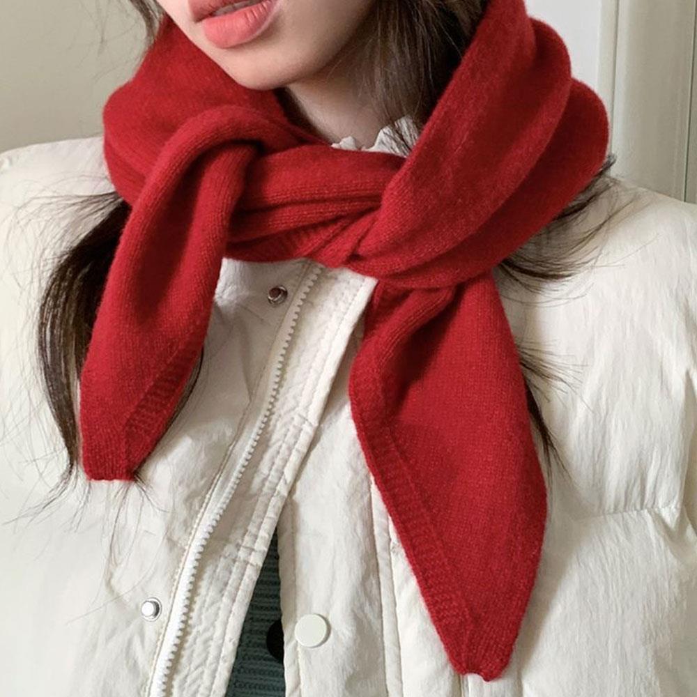 Winter Wool Korean Style Knitted Triangular Scarf Women Winter Warm Headscarf Shawl Multi-functional Neckerchief Hair Wrap