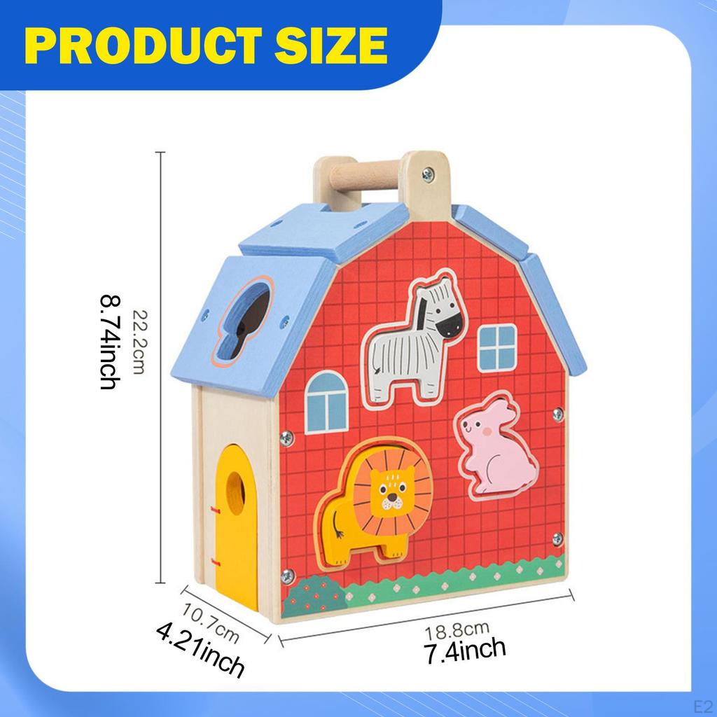 Animal Shape Matching House Wooden Recognition Blocks Children Interactive Sorter for