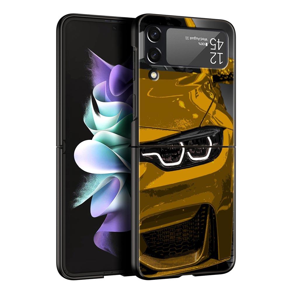 For Samsung Galaxy Z Flip 3 4 5 Hard Black Folding PC Phone Case Blue Red JDM Sport Car Luxury For Samsung Z Flip3 Back Cover