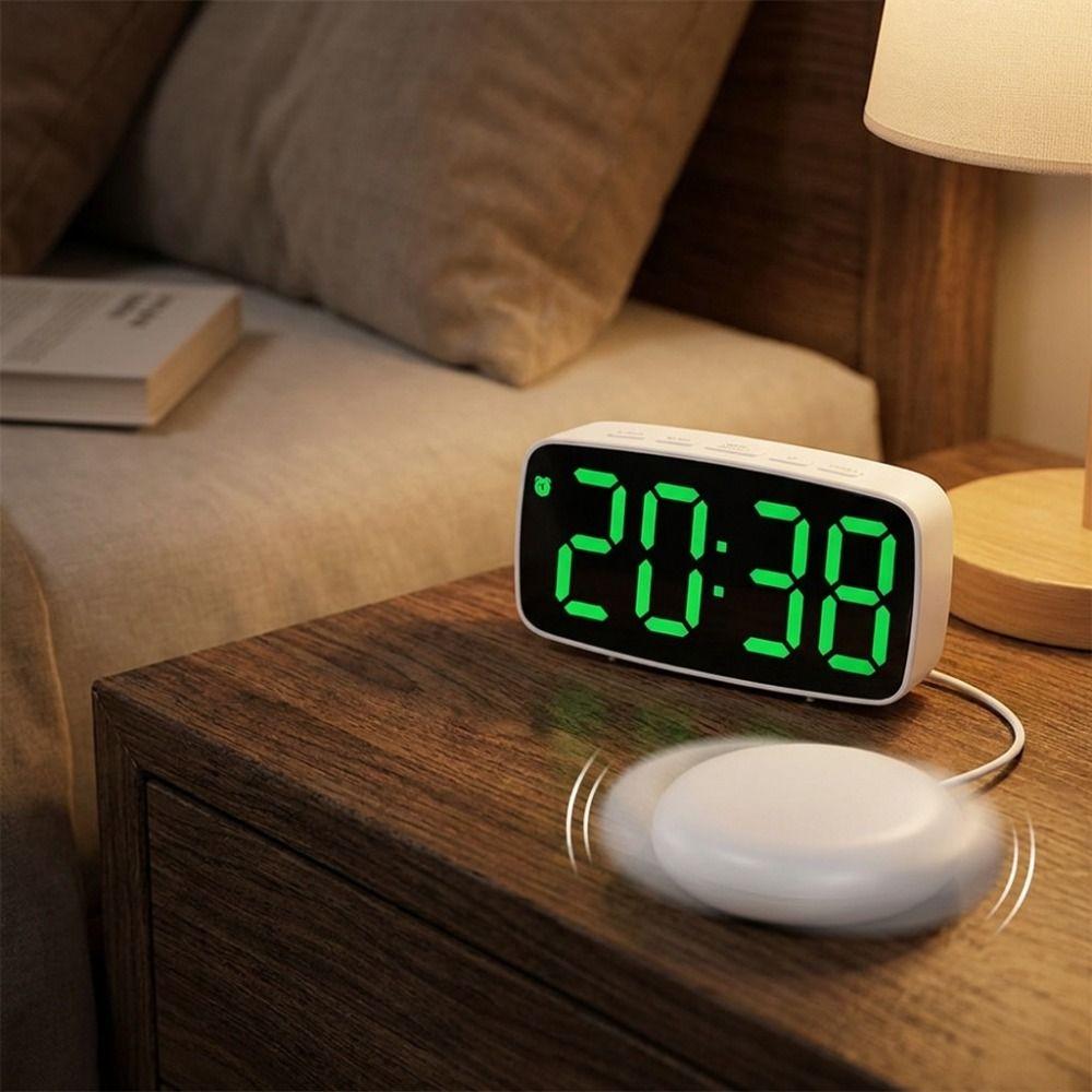 Temperature and Date Display Electronic Alarm Clock LED Large Screen Bedside Clock Deep Sleeper