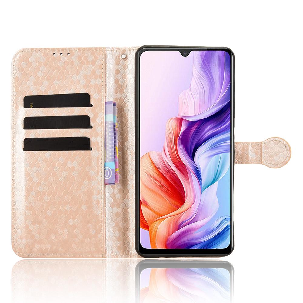 For ZTE Blade A76 5G Wallet Case Dot Pattern Imprint PU Leather Phone Cover with Wrist Strap