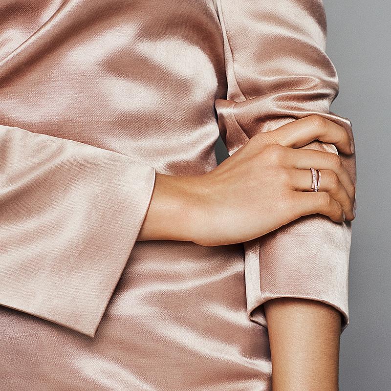 Pandora Pavé Interlocking Three Ring Moebius Ring Women rings Rose-Gold 189057C01