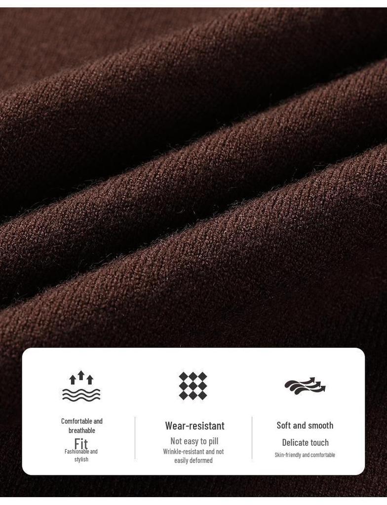 Romon Men's Crew Neck Wool Sweater - Long Sleeve Knitted Top for Spring, Autumn, and Winter