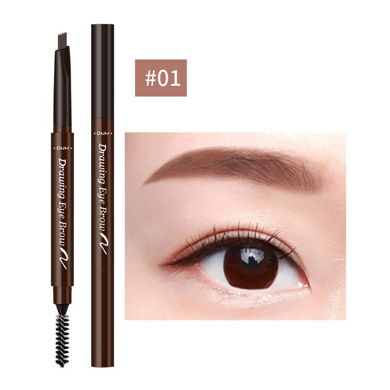Цветная коробка DNM Карандаш для бровей двойного назначения, автоматический поворотный, устойчивый к поту, многоцветный, с кистью для бровей