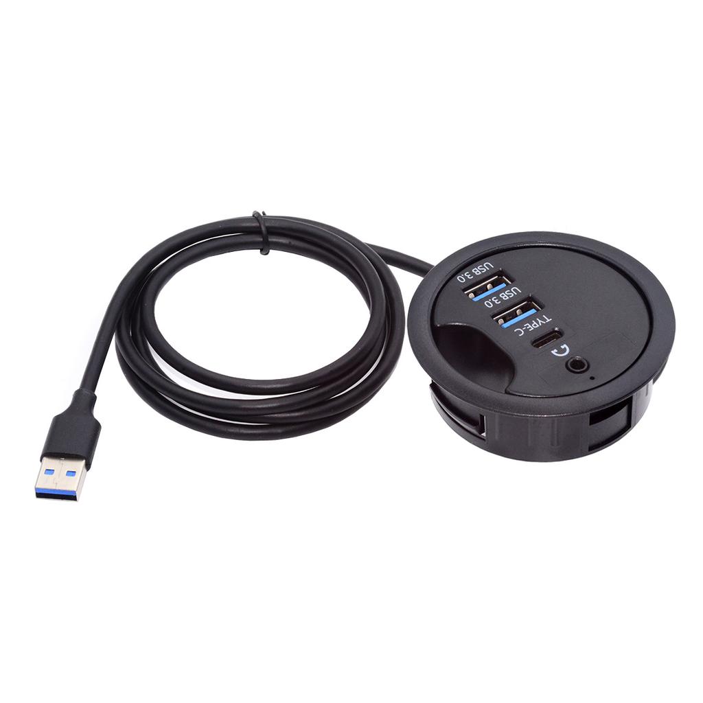 U3-095-HUB04 Desktop USB Hub To 2xCard Reader+USB-C+2xUSB 3.0+Headphone Jack Splitter Dock Station