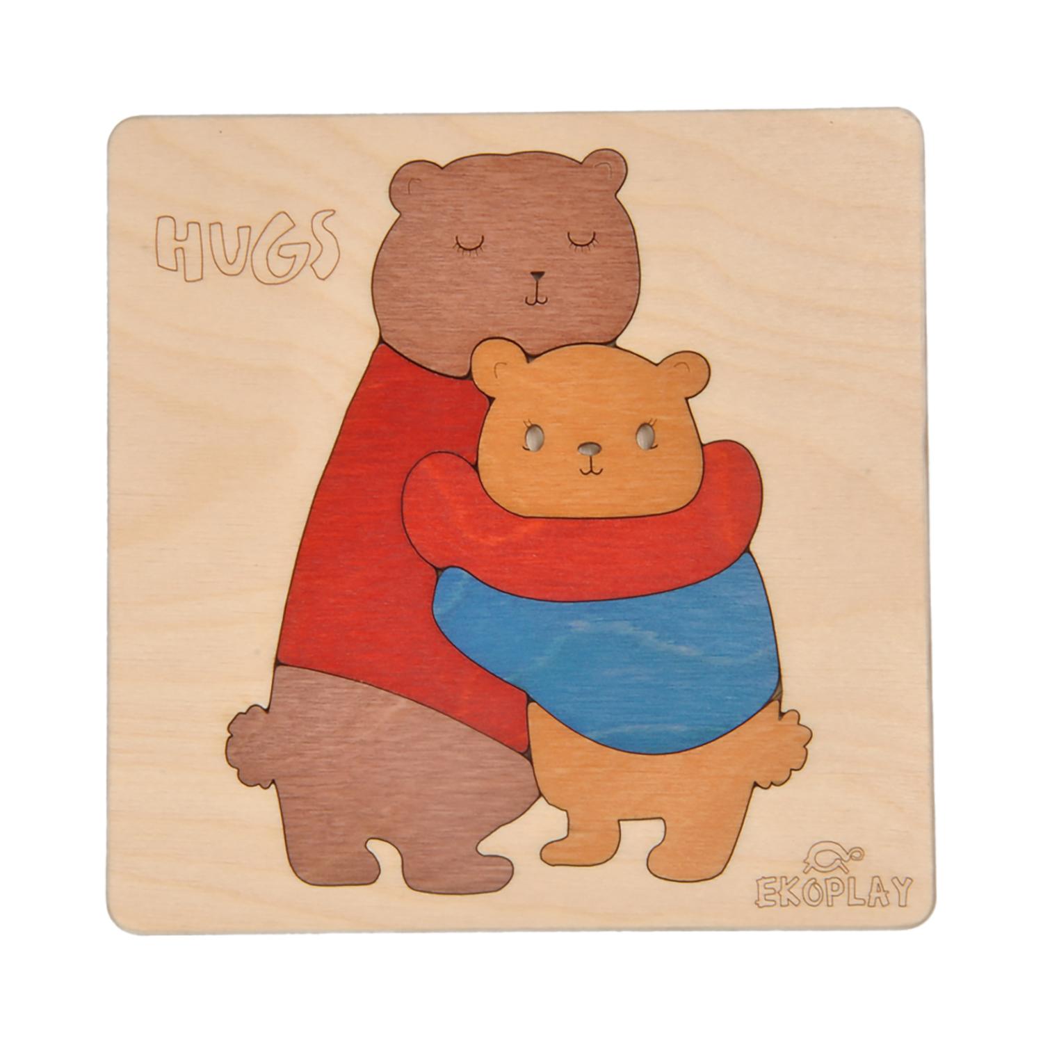 

EKOPLAY Hugs Bear Деревянные пазлы для детей, развивающая игрушка-пазл из 7 предметов