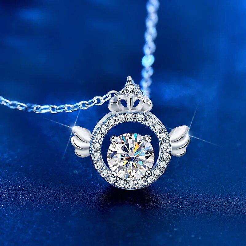 Colier Pandantiv Nou 1 Carat Moissanit Real Fin Bijuterii 100% Argint Sterling S925 Trec Testul Diamantului Cu Certificat