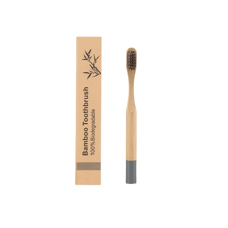 Custom Color Paint Round Handle Kids Soft Eco Degradable BPA Free Kraft Bag Bamboo Toothbrush