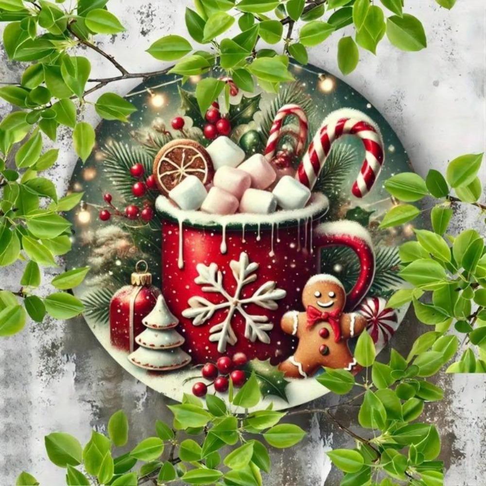 Metal Gingerbread House Wall Art Christmas Decor Sign Aluminum Home Cafe Decor