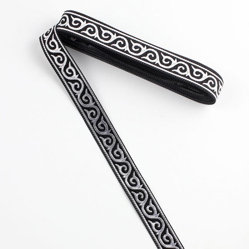Traditional Ethnic Lace Trim with Black & White Patterns for Clothing, Carpets, & Accessories