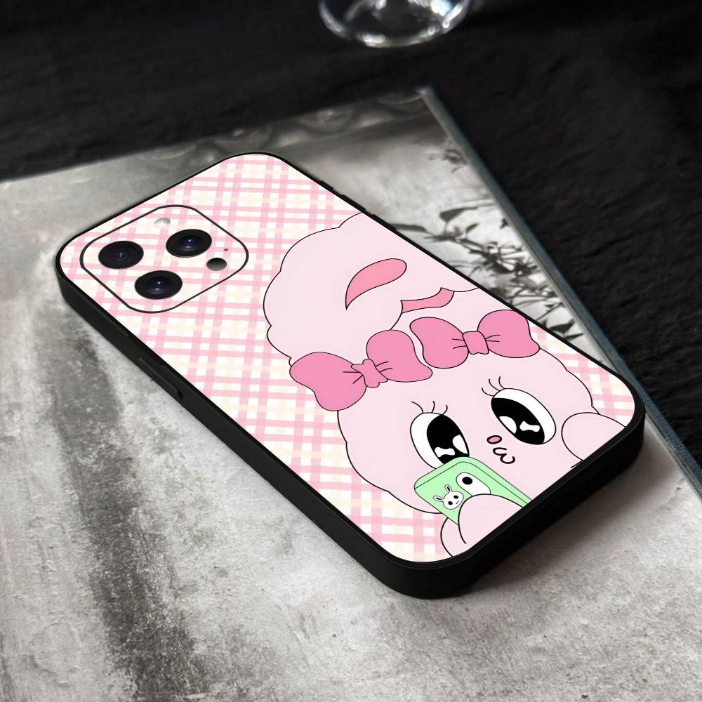 Pink Rabbit E-Esther Bunny Phone Case Black Silicone Soft Shell For IPhone 17 16 15 14 13 12 11 Air Pro Max Plus Hot Sale