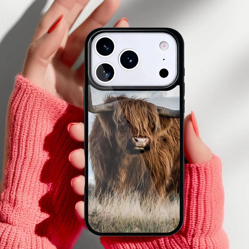 Cute Highland Cow soft Phone Case for iPhone 17 16 15 14 13 Pro Max Back Cover for 12 11 Pro Coque