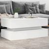 VidaXL Coffee Table with LED Lights, Side Table, End Table, Living Room Furniture, Modern, White Wood 839861