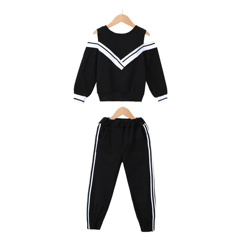 Jenters Mote Sportsdrakter Tenårings Treningsdresssett Jenters Off Shoulder Klesett