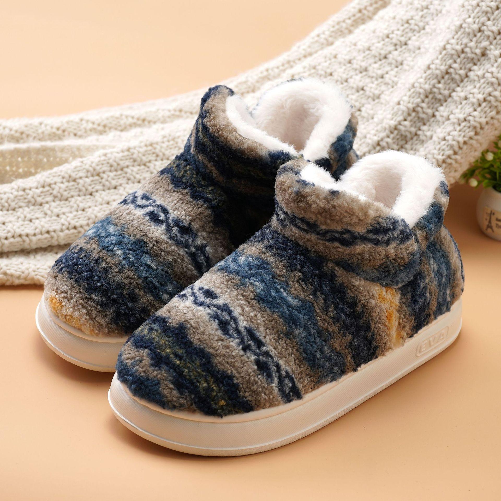 

Женские хлопковые сапоги для пар, зимняя домашняя обувь из хлопка, нескользящая плюшевая обувь, теплая домашняя обувь, зимние теплые ботильоны для женщин 44-45