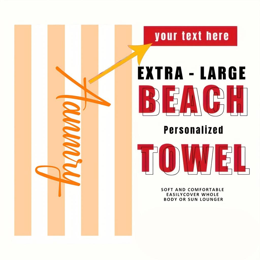 Personalized Striped Beach Towel Custom Name/Logo Microfiber Towel Thin Quick Dry Absorbent for Beach Swimming Yoga Bath Sports
