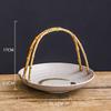 Creative Ceramic Dish Portable Basket Hotel Special Dish Restaurant Ceramic Dish Table Decoration Round Tray Creative Tableware