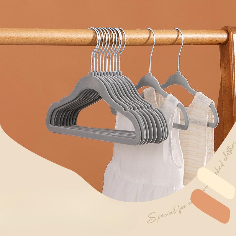 Flocking Hangers Plastic Non-Slip Clothes Support Adult Multi-Functional Wardrobe Storage Clothes Hanging Seamless Household Drying Hangers
