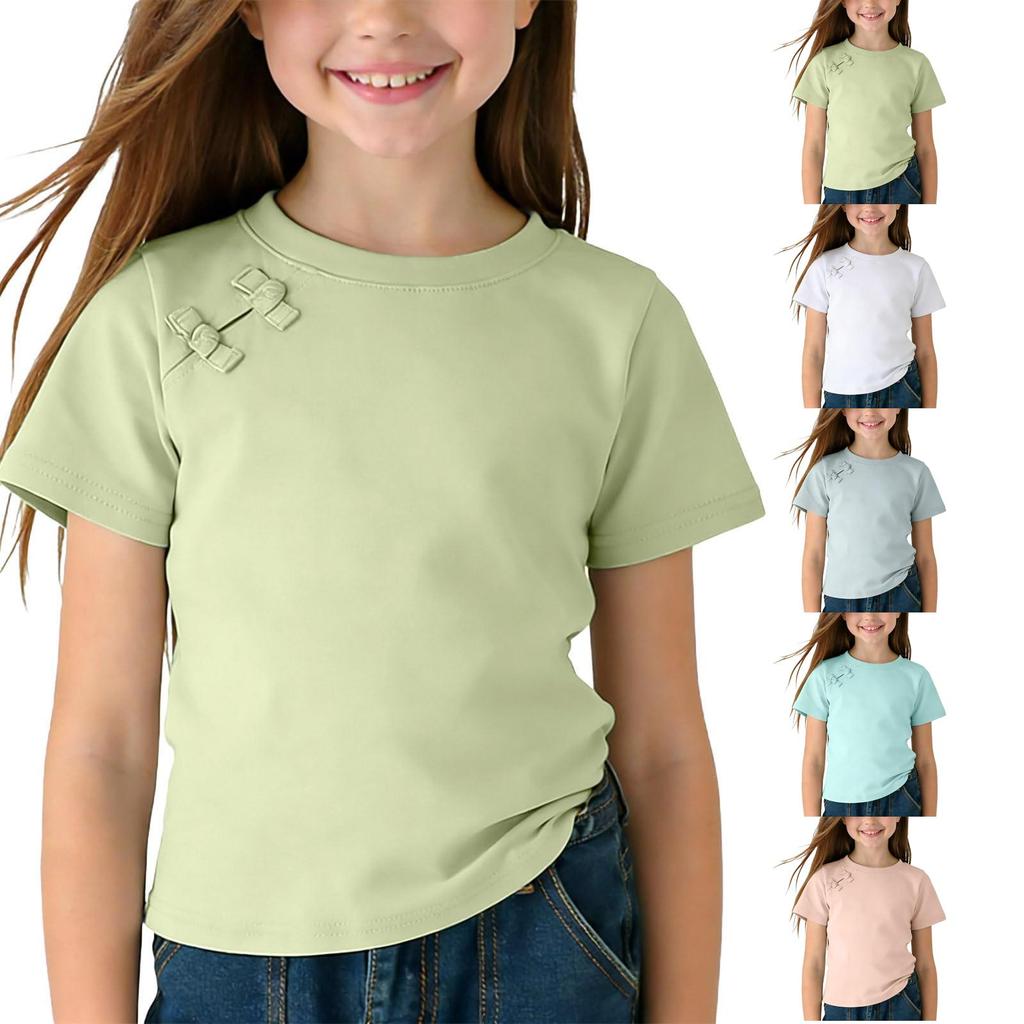 T-shirt casual girocollo a maniche corte per bambina