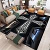 Modern Metal Cross Print Rug - Non-Slip Rectangle Mat for Living Room Bedroom Kitchen Indoor Outdoor, Contemporary Decor Mat