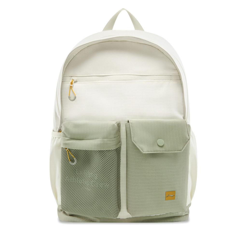 New LiNing Fitness Series Polyester Backpack Unisex Moon White & Light Gray Green ABSV157-1