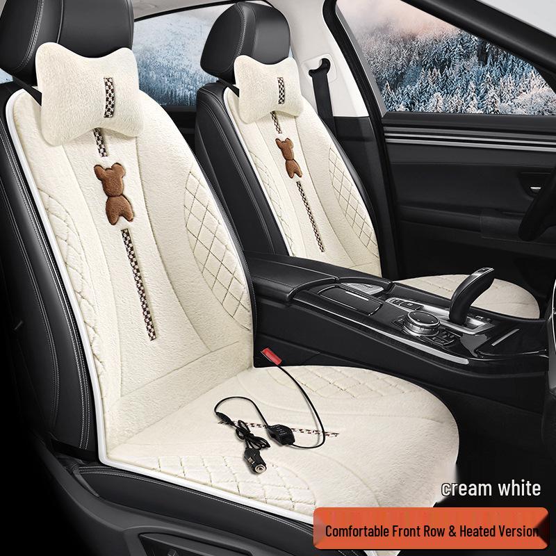 SF Rabbit Plush Heating Pad Car Seat Cushion - Bear Cartoon Interior Seat Cushion
