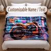 Coperta Morbida a Tema Motociclista Biker Stampa Personalizzata con Nome Testo Coperta Calda Decorazione per Casa Divano Camera da Letto