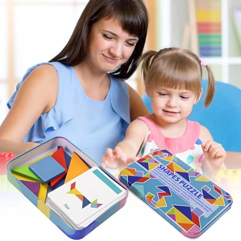 Langlebiges magnetisches Holz-Tangram-Puzzle für Kinder, Lernspielzeug für Kindergarten und Grundschule