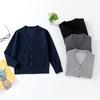 2026 Boys' V-Neck Cardigan - Single-Breasted, Long-Sleeved, Autumn/Winter School Style Sweater