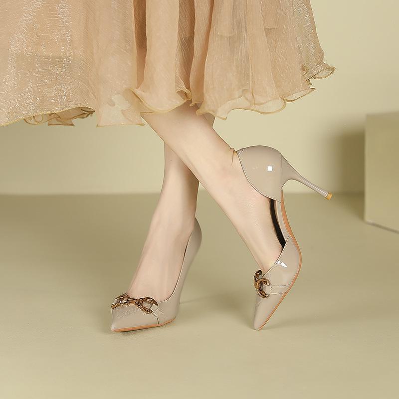 775-8C Korean Fairy Style Side-Hollow Pointed Stiletto High Heels for Women - Summer 2024 Collection
