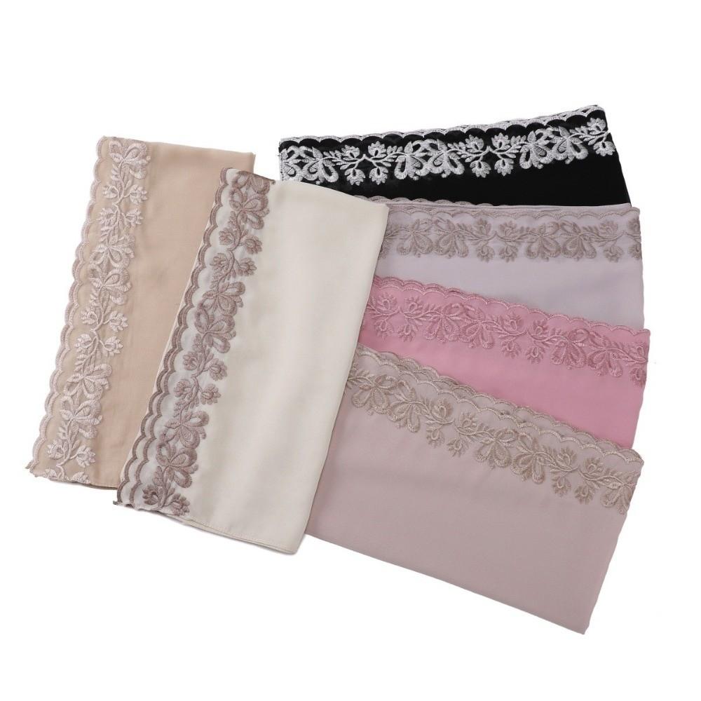 Versatile Elegant Women Hijab Thin Embroidered Edging Embroider Scarf Breathable Chiffon Headscarf Shawl Women Headwear