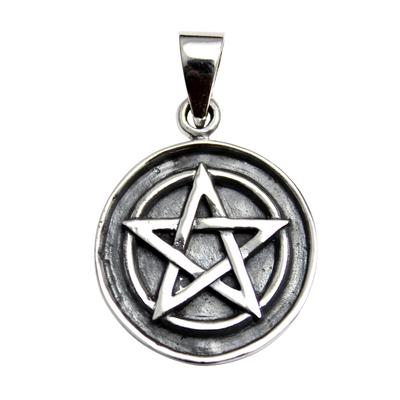 Pentagram Star Pendant Top, Sterling Silver 925, Amulet