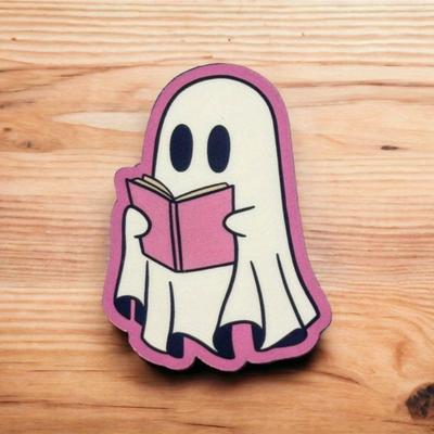 Geist liest ein Buch Aufkleber|Bücherwurm|Büchernerd|Geschenk|Lesen|Bücherwurm Merch|Kindle|Kindle Aufkleber|Bullet Journal|BookTok|Vinyl|Halloween|Gruselig